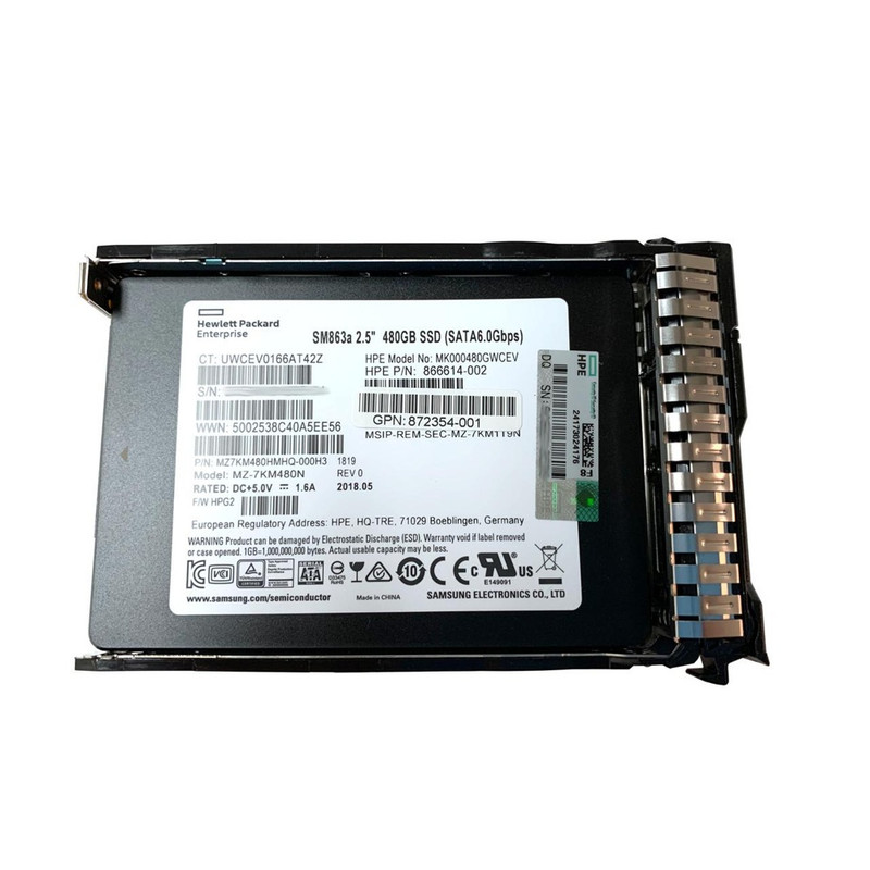 HPE 480GB 2.5-inch SSD SATA 6Gb/s Mixed Use SC Digitally Signed Firmware SSD w/ caddy