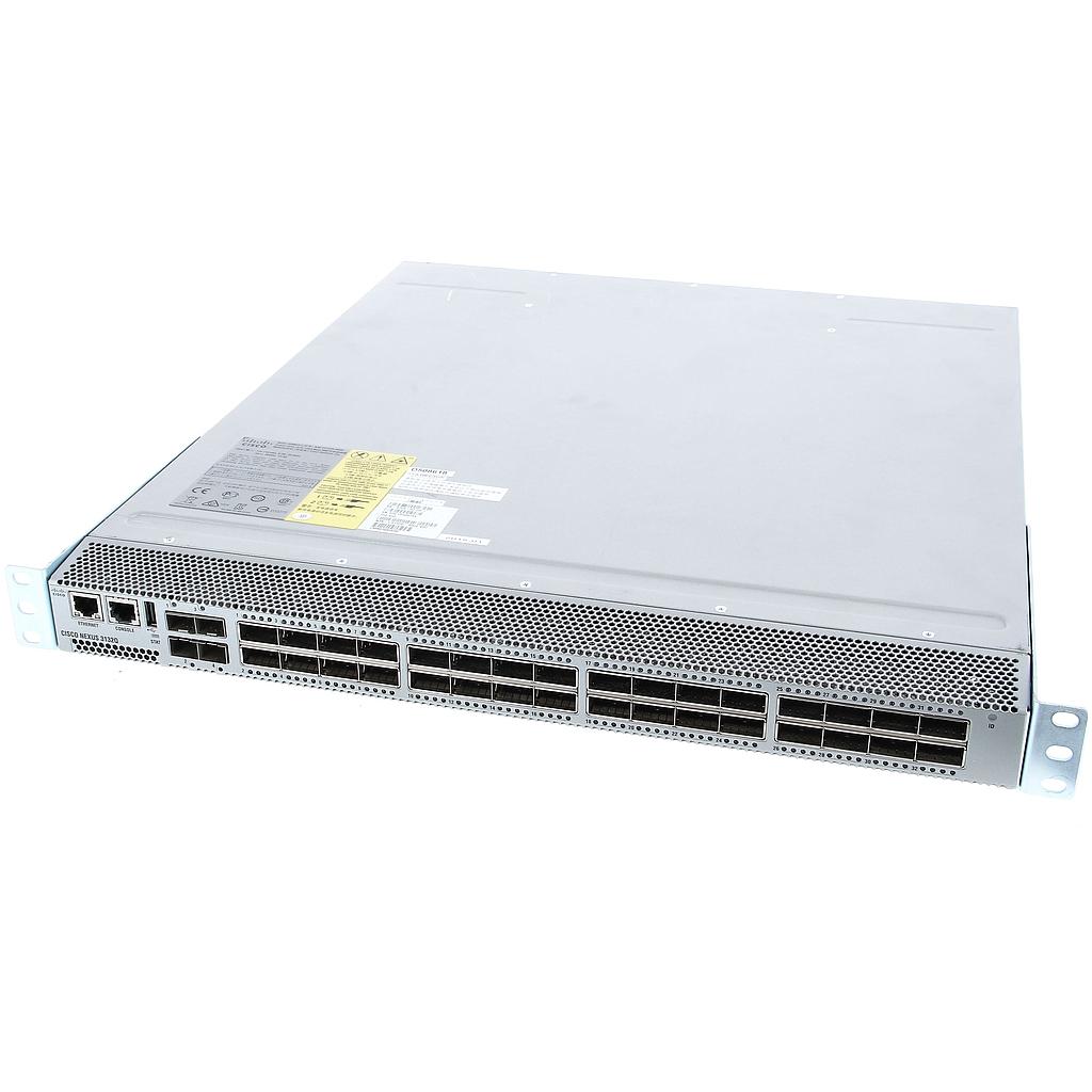Cisco Nexus 3132Q, 32 QSFP+ ports, and 4 SFP+, 1RU switch, choice of airflow and power supply, No License