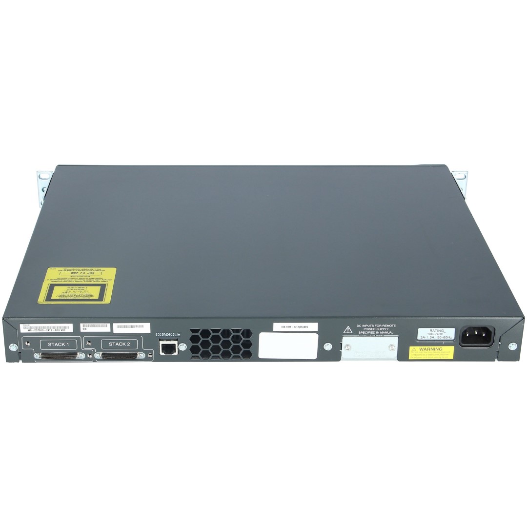 Cisco Catalyst 3750G Stackable 24 10/100/1000Base-T Gigabit Ethernet ports & 4 SFP Uplink ports, IP Base software