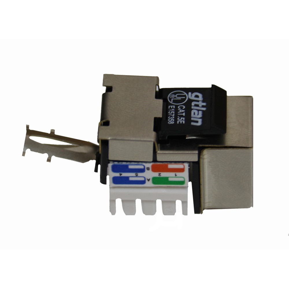 Conector RJ45 Hembra C-5E FTP, 90º, conexión con herramienta, 50μ oro