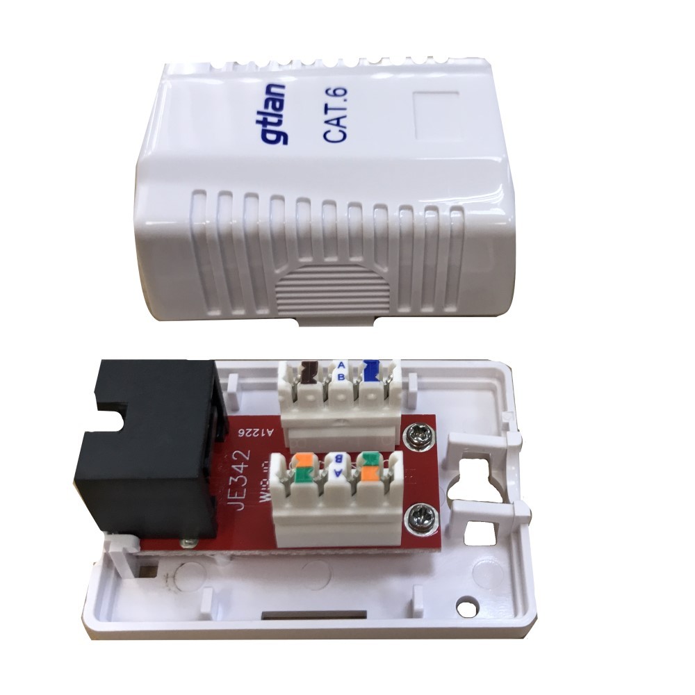 Roseta superficie con 1 conector RJ45 C-6 UTP, 50µ oro