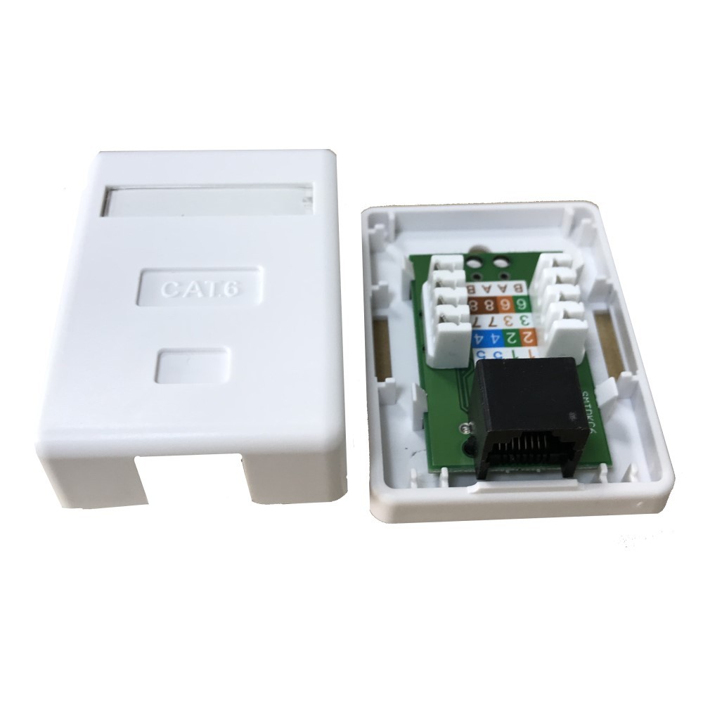 Roseta superficie con 1 conector RJ45 C-6 UTP, 6µ oro