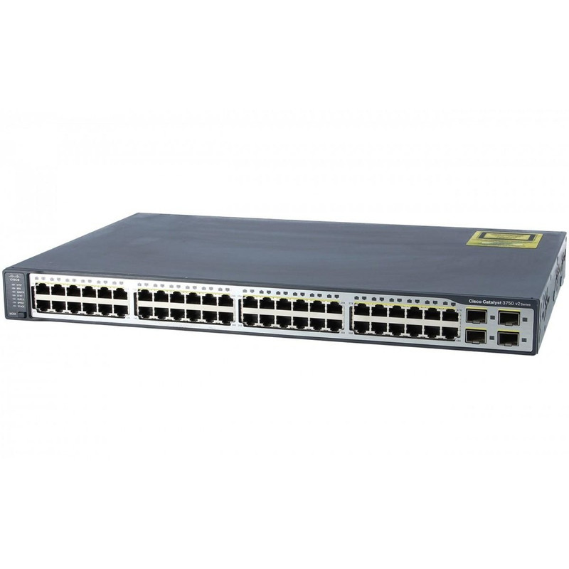 Cisco Catalyst 3750V2 Stackable 48 10/100Base-T Ethernet ports & 4 SFP-based Gigabit Uplink ports, IP Base software