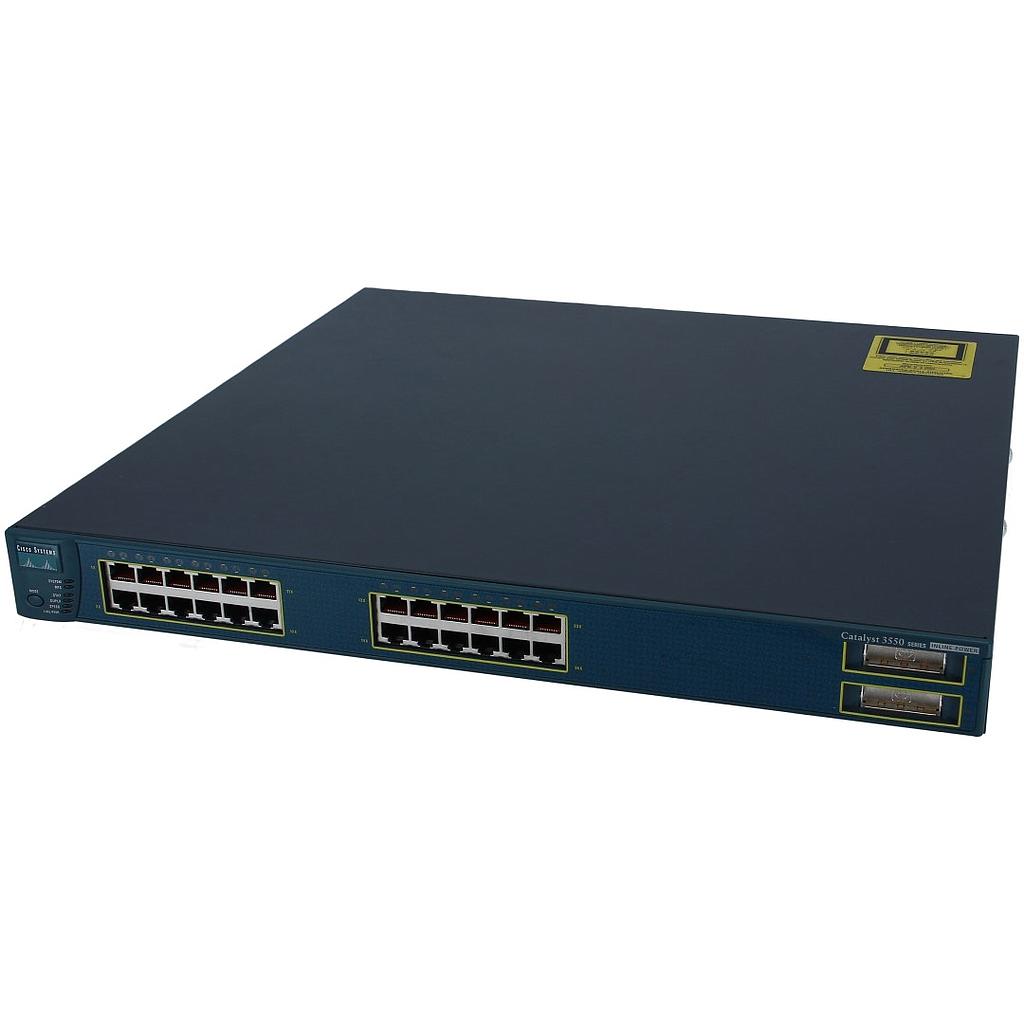 Cisco Catalyst C3550 Stackable 24 10/100 inline power Ethernet ports & 2 Gigabit Ethernet GBIC ports, Enhanced Multilayer Image software